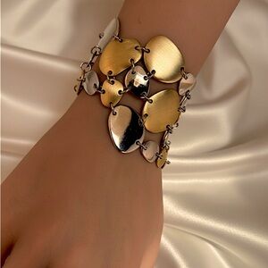 Lia Sophia Gold and Silver Two-Tone T Bar Bracelet